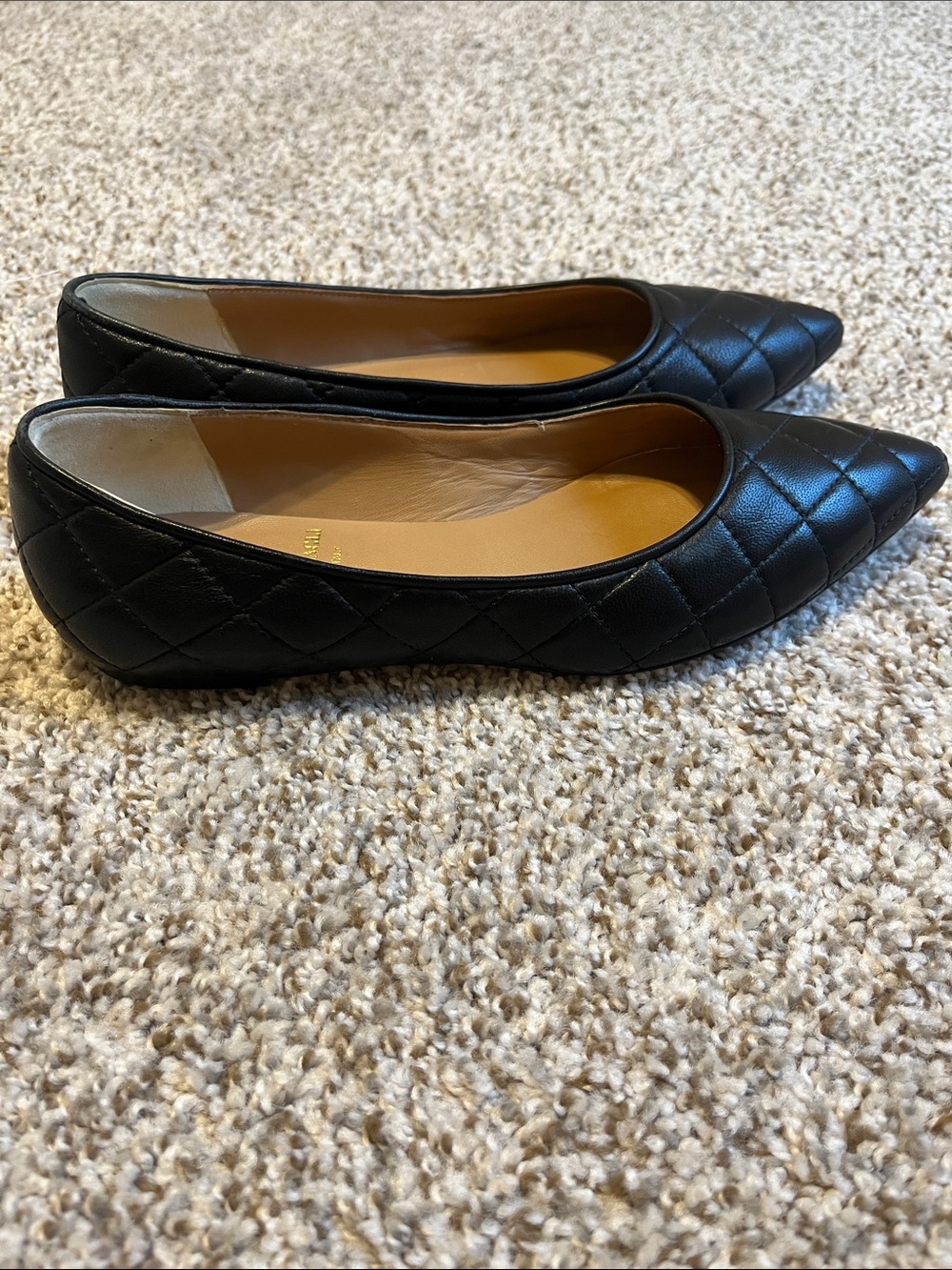Bruno Magli Black Quilted Pointed Leather Flats - Picture 7 of 9